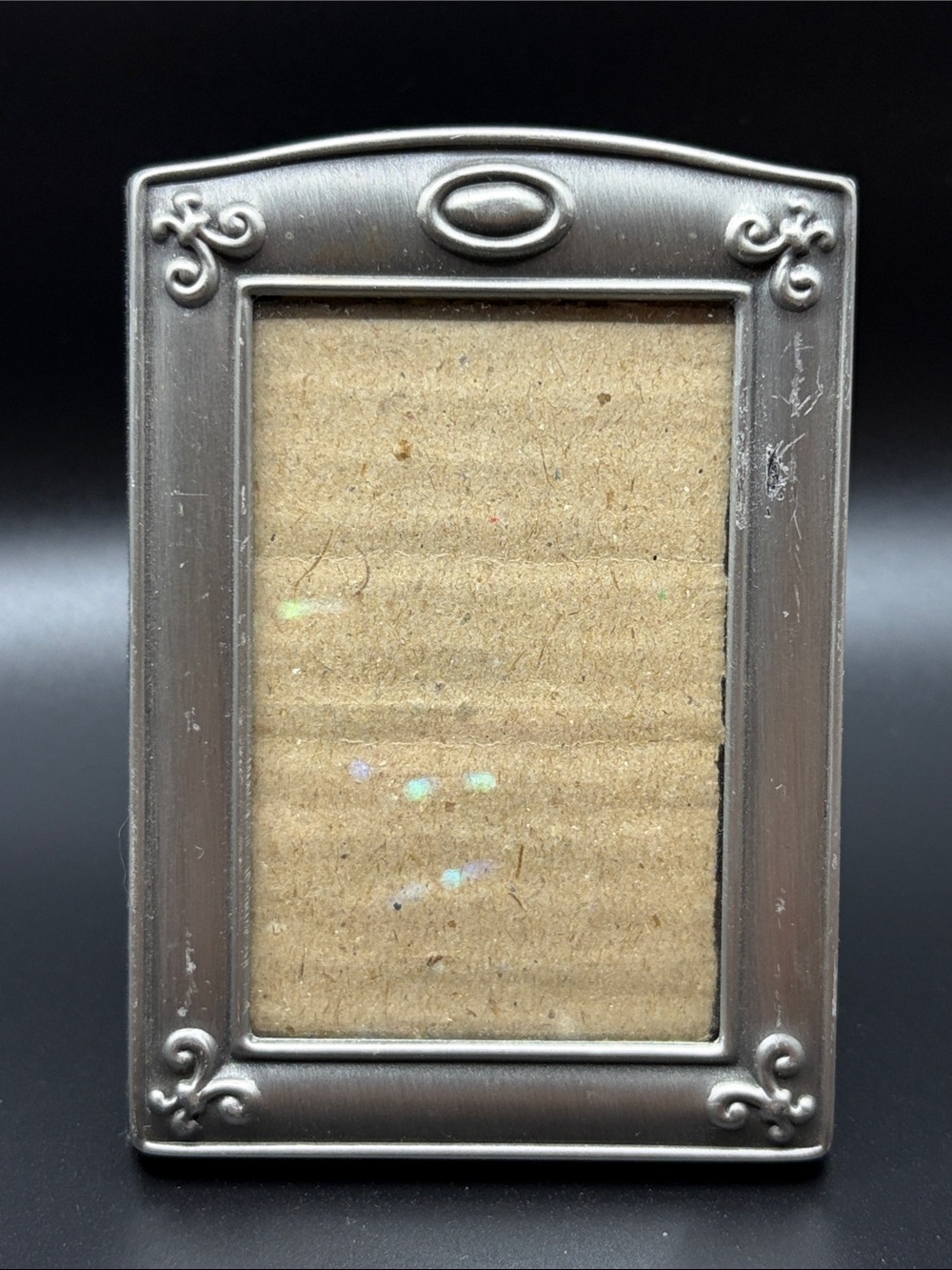 Vintage Art Deco Style Mini Silver Tone Metal Picture Frame Photo Display